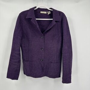 Womens Old Money Wool Blend Blazer Size 14 Professional Minimalist Academia Plum
